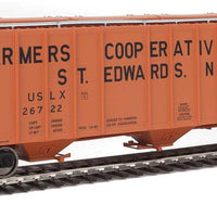 55' Evans 4780 Covered Hopper - Ready To Run -- Farmers Co-Op Association USLX #26722 (St. Edwards, Nebraska; orange, black)