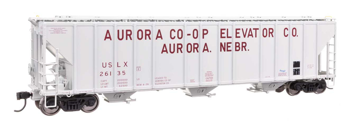 55' Evans 4780 Covered Hopper - Ready To Run -- Aurora Coop USLX #26135-1