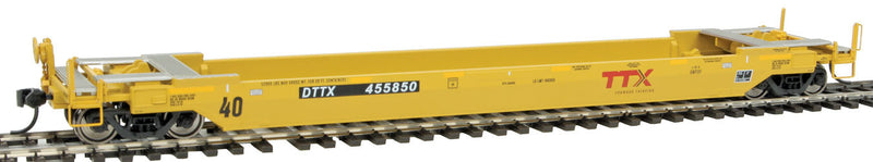 Gunderson Rebuilt All-Purpose 40' Well Car - Ready-To-Run -- TTX DTTX #455850 (yellow, black; maroon Logo, Forward Thinking Slogan)-1