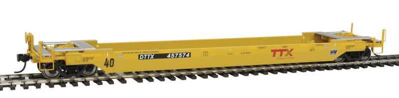 Gunderson Rebuilt All-Purpose 40' Well Car - Ready-To-Run -- TTX DTTX #457574 (yellow, black; maroon Logo, Forward Thinking Slogan)-1
