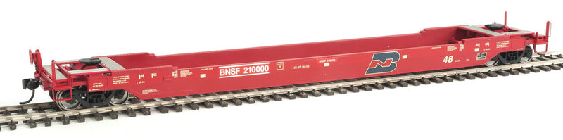 Gunderson As-Built All-Purpose 48' Well Car - Ready to Run -- Burlington Northern & Santa Fe #210000 (Renumbered Ex-BN; red, blue)-1