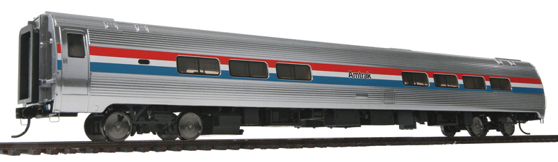 85' Amfleet II Lounge - Ready to Run -- Amtrak(R) (Phase III; Equal red, white & blue Stripes)