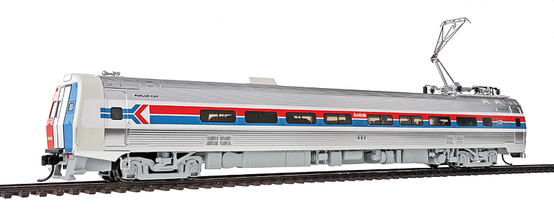 Budd Metroliner Electric Multiple Unit (EMU) Parlor Car - Standard DC -- Amtrak(R) #886 (Phase I, Wide red & blue Stripes)-1
