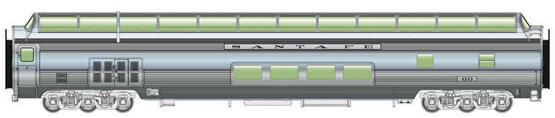 85' Budd Big Dome Bar Lounge Dormitory - Ready to Run -- Santa Fe #60 Business Train (Lighted, Real Metal Finish)-1
