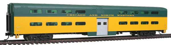 85' Pullman-Standard Bi-Level Commuter Coach - Ready To Run -- Chicago & North Western(TM) (yellow, green w/decal)