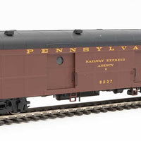 60' Pennsylvania Class B60b Baggage Car w/Standard Doors -- Pennsylvania Railroad #9237 (10/52-2/54 Scheme; Tuscan, black, Messenger Sta
