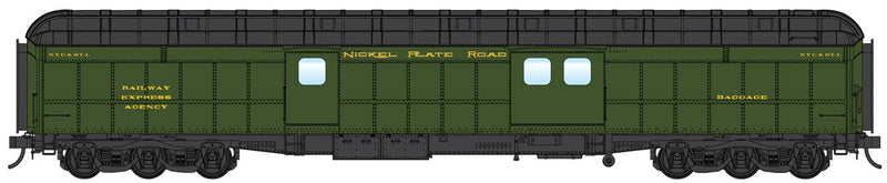 70' ACF Heavyweight Baggage Car - Ready To Run -- Nickel Plate Road (dark green, black, Dulux Gold)*CANCELLED*