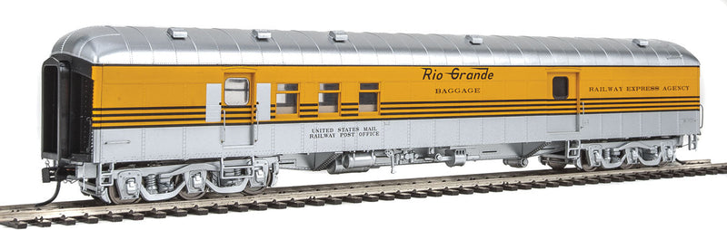 70' Heavyweight Railway Post Office - Baggage Car - Ready to Run -- Denver & Rio Grande Western(TM) (Arch Roof; 4-Stripe, Silver, Aspen Gold)-1