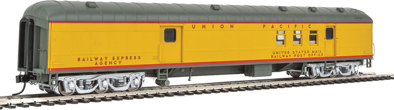 70' Heavyweight Railway Post Office - Baggage Car - Ready to Run -- Union Pacific(R) (Arch Roof; Armour Yellow, gray, red)-1