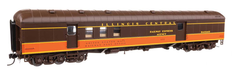 70' Heavyweight RPO-Baggage Car w/Arched Roof - Ready to Run -- Illinois Central #372-1