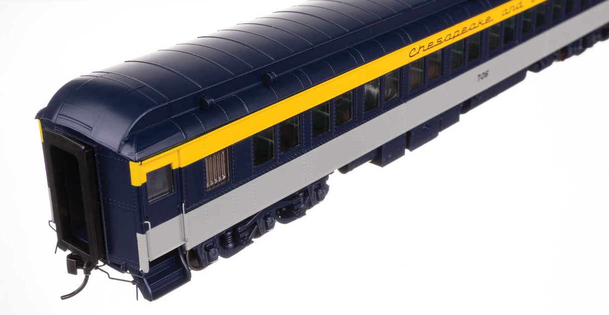 85' Pullman-Built Heavyweight Paired-Window Coach - Ready to Run -- Chesapeake & Ohio #706 (Tri-Color)-4