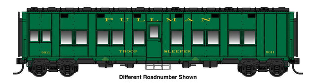 Pullman-Standard Troop Sleeper Car - Lighted - Ready to Run -- Pullman Troop Sleeper #9255-1