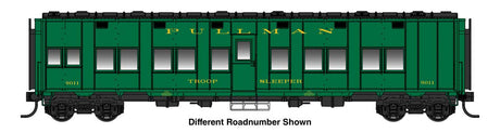 Pullman-Standard Troop Sleeper Car - Lighted - Ready to Run -- Pullman Troop Sleeper #9488-1