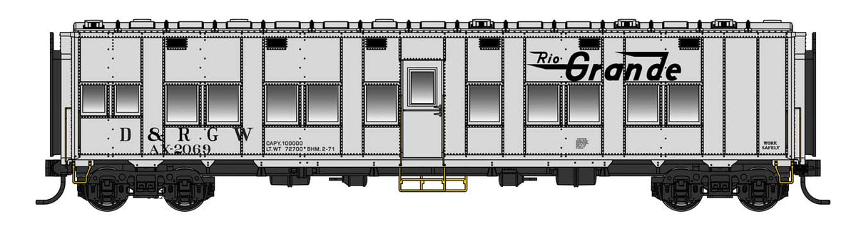 Pullman-Standard Troop Sleeper Car - Lighted - Ready to Run -- Denver & Rio Grande Western #AX2069-1