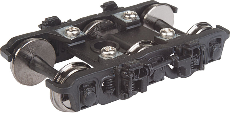 ATSF Diner GSC Lightweight 6-Wheel Metal Passenger Trucks w/RP-25 Metal Wheels -- Black - 1 Pair