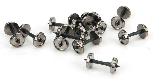 36" Turned Metal RP-25 Wheelsets -- With Plastic Axles pkg(12)