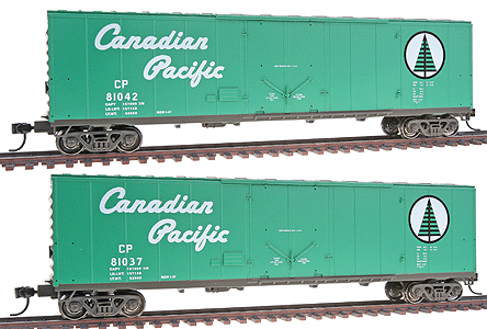 PROTO 1000 NSC Newsprint 50' Boxcar - Ready to Run 2-Pack -- Canadian Pacific - Pine Tree Logo #81037 & #81042