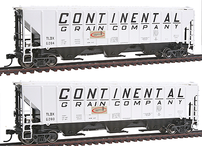 PROTO 2000 PS2-CD 4427 High Side Covered Hopper Ready To Run 2-Pack -- Continental Grain #6280 & #6284