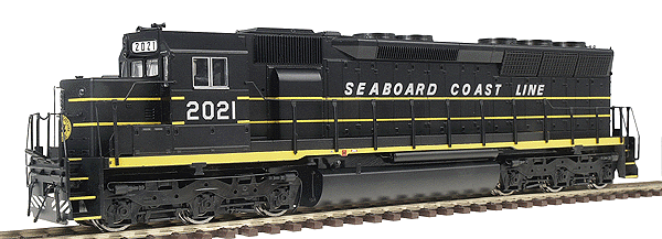 PROTO 2000 Diesel EMD SD45 Powered -- Seaboard Coast Line #2021 (black, yellow stripes, silver lettering)