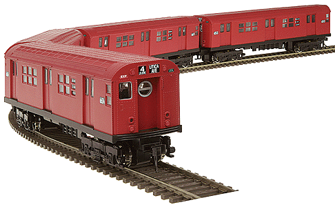 PROTO 1000 R17 Subway Cars 4-Pack (1 Powered, 3 Unpowered) -- NYCT Red Bird #6604, 6513, 6529, 6619