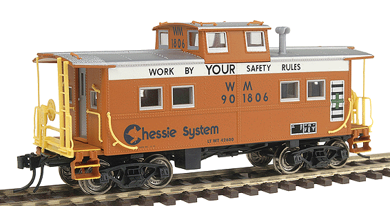 PROTO 2000 Northeastern Center Cupola Caboose - Assembled -- Chessie/WM Safety #901806 (orange w/large safety slogan)