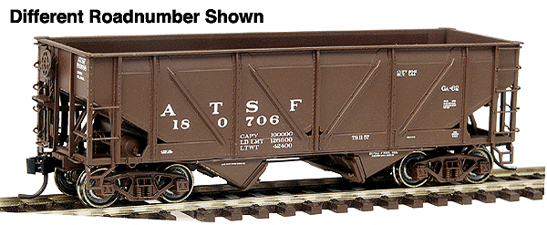 Proto 2000 War Emergency Hopper w/Steel Sides - Time-Saver Kit -- Atchison, Topeka & Santa Fe #180652 (Mineral Red w/white lettering)