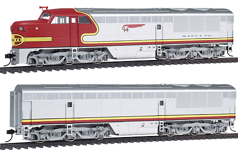 PROTO 1000 Diesel F-M Erie-Built A-B Set - Powered -- Atchison, Topeka & Santa Fe #90 & 90B