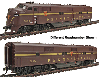 PROTO 2000 Diesel EMD E7A-B; Both Units Powered - Standard DC -- Pennsylvania #5858A & 5858B (Tuscan w/Single Stripe)