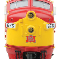 EMD F7A - Tsunami(R) Sound & DCC -- Rock Island #676 (Commuter Scheme; red, yellow, white; Billboard Lettering)