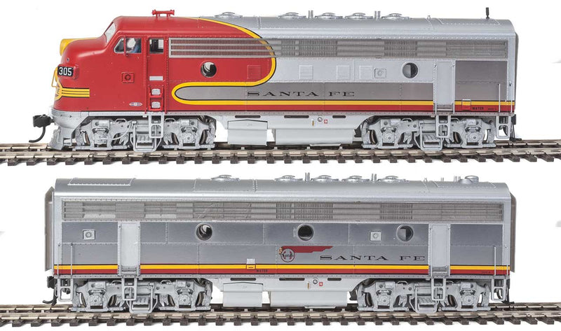 EMD F7A-B Set 36" Dynamic Fan - Tsunami(R) Sound & DCC -- Santa Fe #305L, 305A (Warbonnet; 1956 Super Chief, 1954 El Capitan)-1