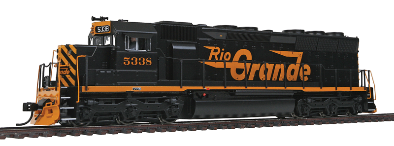 EMD SD45 - Tsunami(R) Sound & DCC -- Denver & Rio Grande Western(TM) #5338 (black, Aspen Gold, Large Logo)