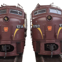 EMD E8A-A Set w/SoundTraxx(R) Tsunami(R) Sound & DCC - PRR Broadway Limited -- Pennsylvania Railroad #5703A, 5716A (Single stripe: Tuscan, black, Dulux)