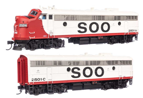 EMD FP7 & F7B  - LokSound 5 Sound & DCC -- Soo Line #2501A & 2501C (white, red, black)-1