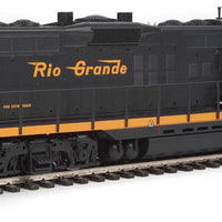 EMD GP9 Phase II - LokSound 5 Sound and DCC -- Denver & Rio Grande Western(TM) #5932 (black, Aspen Gold; Small Flying Grande)