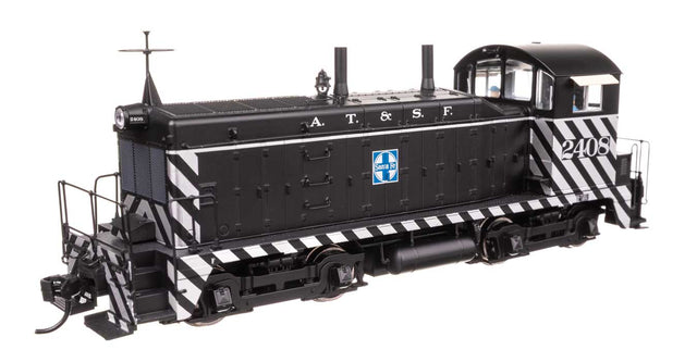 EMD NW2 - LokSound 5 Sound and DCC -- Atchison, Topeka & Santa Fe #2408 (A. T. & S. F.; black, white; Zebra Stripes)-1