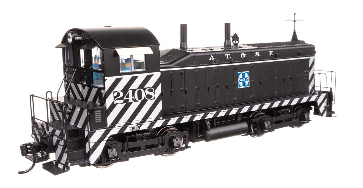 EMD NW2 - LokSound 5 Sound and DCC -- Atchison, Topeka & Santa Fe #2408 (A. T. & S. F.; black, white; Zebra Stripes)-2