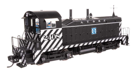 EMD NW2 - LokSound 5 Sound and DCC -- Atchison, Topeka & Santa Fe #2408 (A. T. & S. F.; black, white; Zebra Stripes)-2