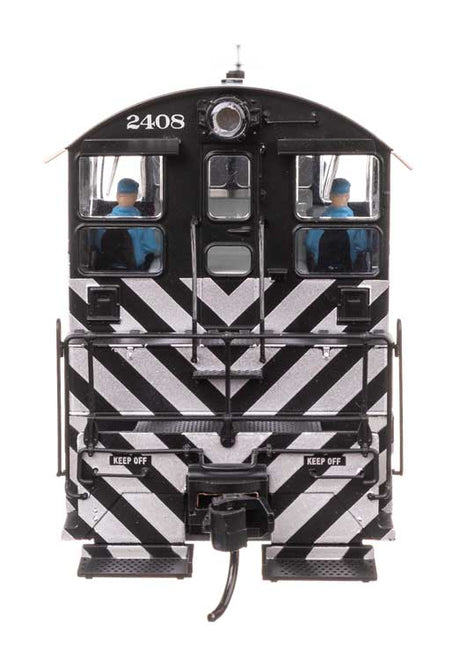 EMD NW2 - LokSound 5 Sound and DCC -- Atchison, Topeka & Santa Fe #2408 (A. T. & S. F.; black, white; Zebra Stripes)-3