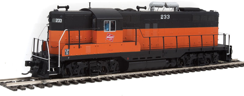 EMD GP9 Phase I - Standard DC -- Milwaukee Road #219 (orange, black, TMR Logo on Cab)-1