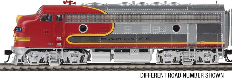 EMD F7A - Standard DC -- Santa Fe #307L (Warbonnet; red, silver)-1