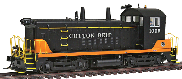 EMD SW9 - Standard DC - PROTO 2000(R) -- Cotton Belt(TM) #1059 (black, orange)