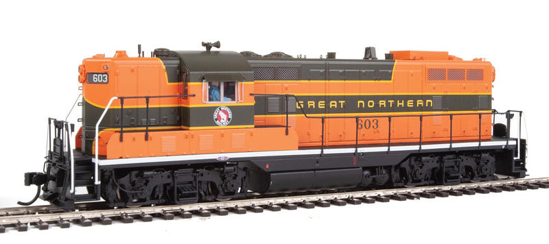 EMD GP7 - Standard DC -- Great Northern #603 (Pullman Green, Omaha Orange, yellow)-1