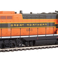 EMD GP7 - Standard DC -- Great Northern #603 (Pullman Green, Omaha Orange, yellow)