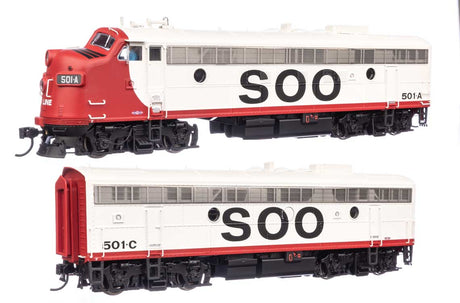 EMD FP7 & F7B Standard DC -- Soo Line #501A & 501C (white, red, black)-1