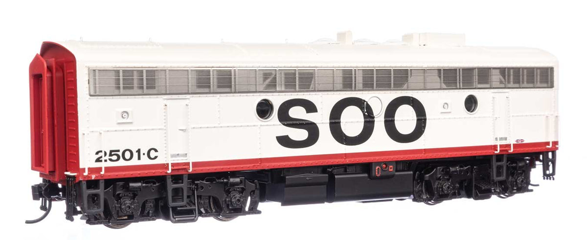 EMD FP7 & F7B Standard DC -- Soo Line #2501A & 2501C (white, red, black)-5