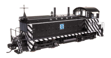 EMD NW2 - Standard DC -- Atchison, Topeka & Santa Fe #2410 (A. T. & S. F.; Zebra Scheme, black, white)-1