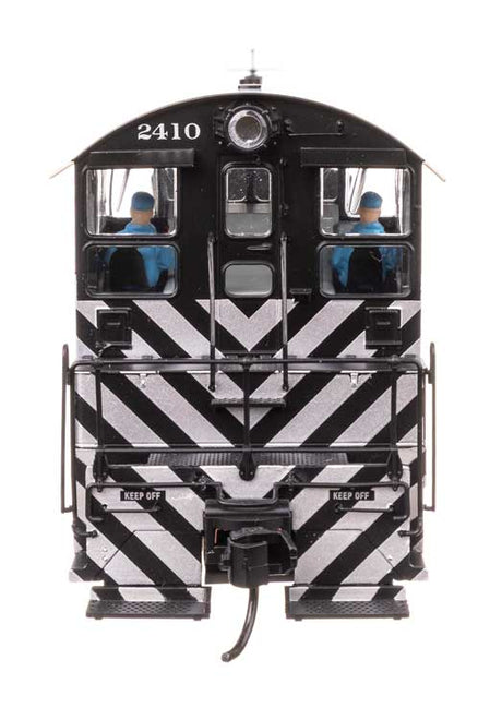 EMD NW2 - Standard DC -- Atchison, Topeka & Santa Fe #2410 (A. T. & S. F.; Zebra Scheme, black, white)-3