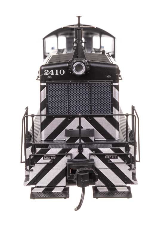 EMD NW2 - Standard DC -- Atchison, Topeka & Santa Fe #2410 (A. T. & S. F.; Zebra Scheme, black, white)-4
