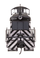 EMD NW2 - Standard DC -- Atchison, Topeka & Santa Fe #2410 (A. T. & S. F.; Zebra Scheme, black, white)-4