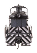 EMD NW2 - Standard DC -- Atchison, Topeka & Santa Fe #2412 (A. T. & S. F.; Zebra Scheme, black, white)-4